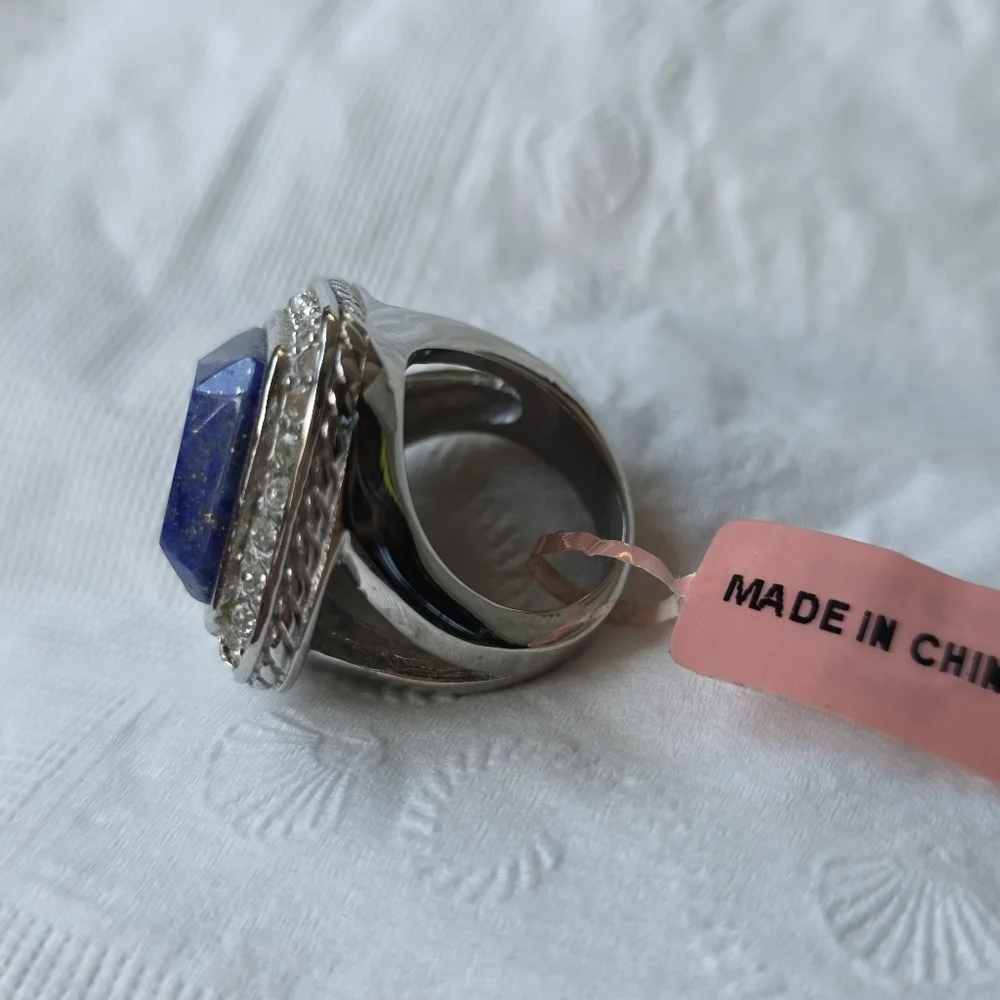Lapis Lazuli  Stainless Steel Ring Size 7